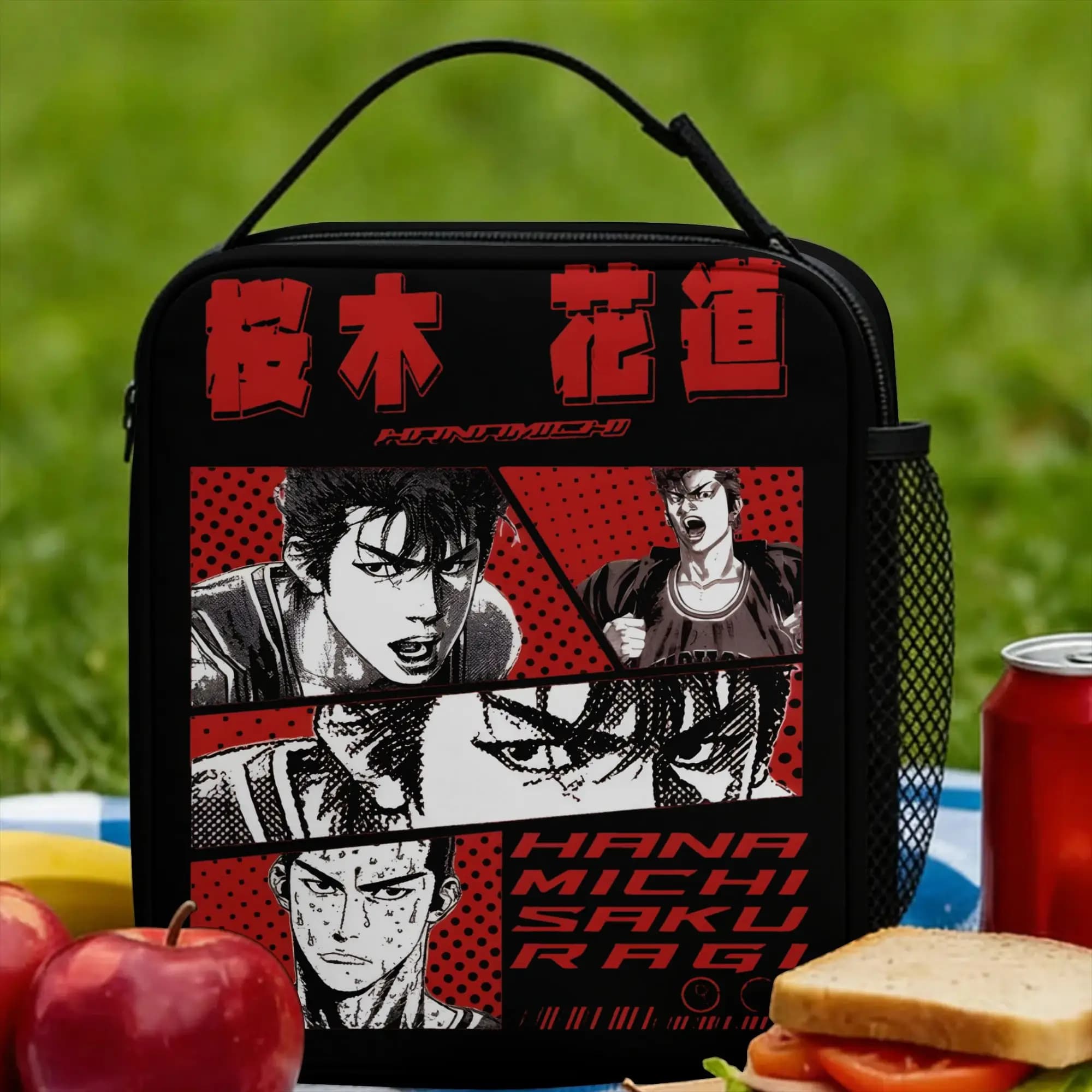Borsa per il pranzo Sakuragi Hanamichi, borsa termica da viaggio per adulti, con stampa casual, impermeabile, portatile, con cerniera.