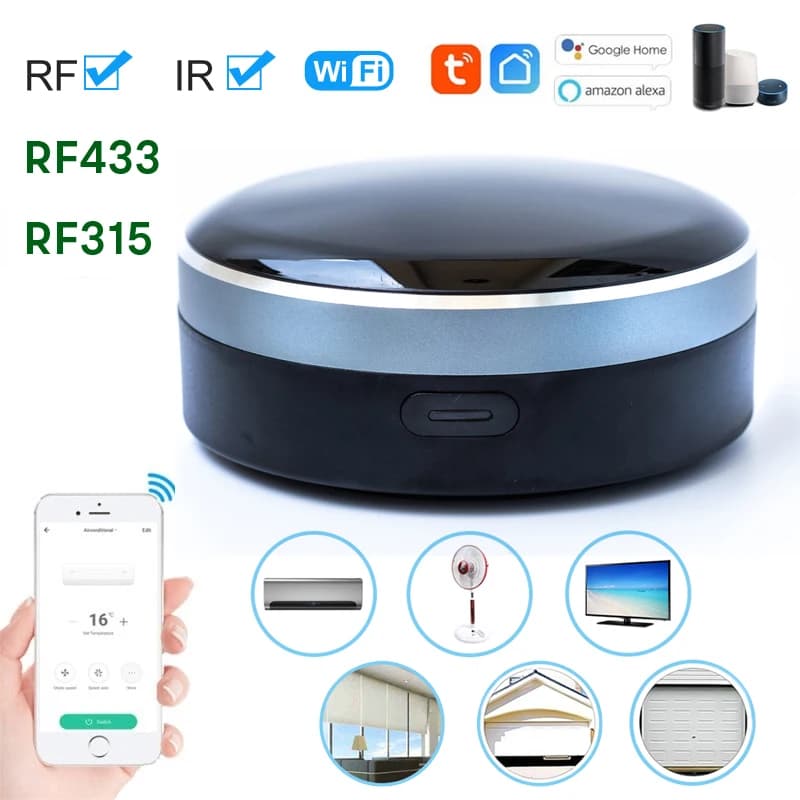 Telecomando Intelligente 3 in 1 RF433/315 IR, Blaster a Infrarossi Universale WIFI Tuya, Compatibile con Alexa, Google Home e Siri