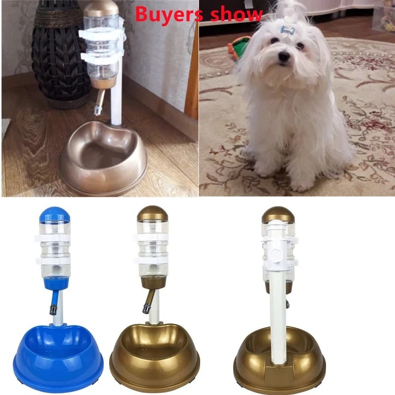 Dispenser d'Acqua per Cani e Gatti, Supporto per Cibo, Ciotola per Hamster, Bottiglia, Fontanella Automatica, 4 Colori
