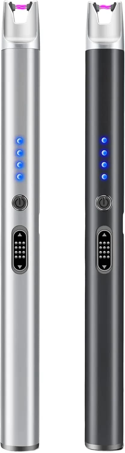 Accendino ad Arco al Plasma Ricaricabile USB, Antivento Senza Fiamma per Candele BBQ Campeggio, Confezione da 2 con Interruttore di Sicurezza