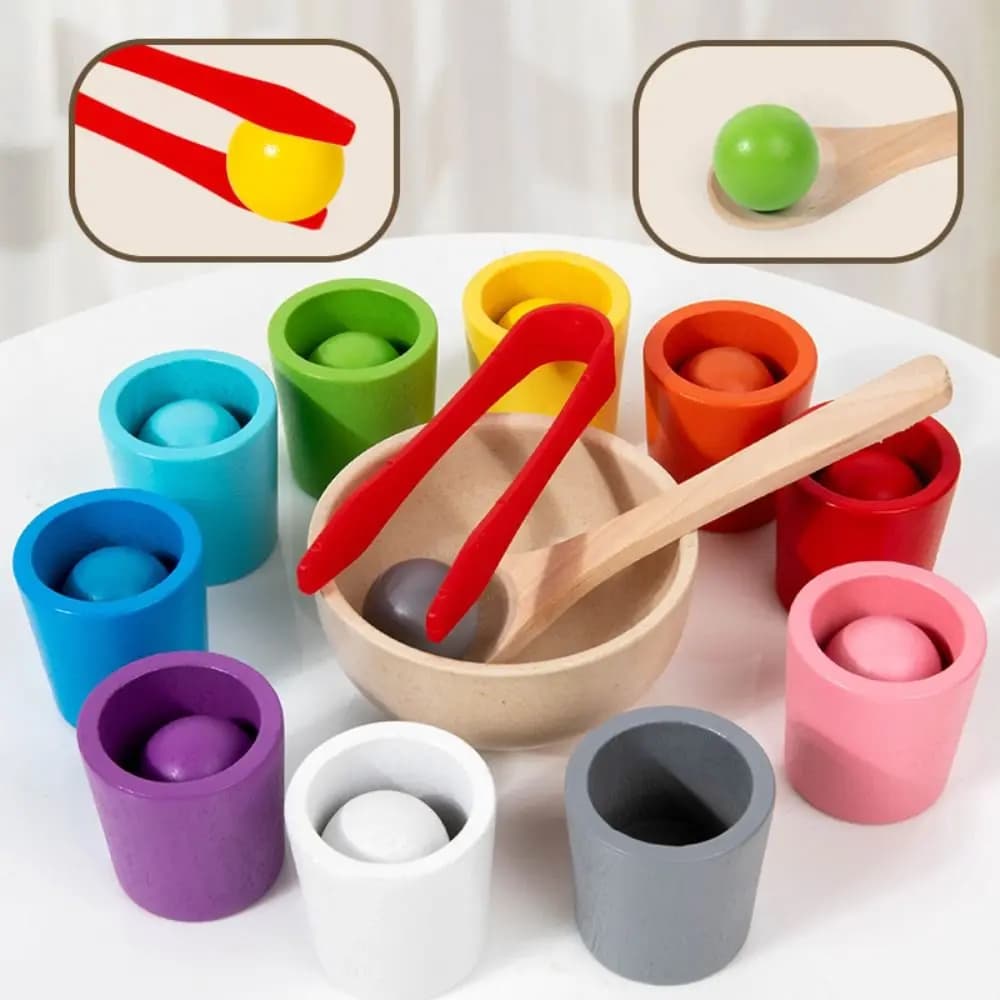10 Color Color Sorter Game Toys Wooden Cognition Games Balls in Cups Montessori Learning Early Education Sorting Matching Toys