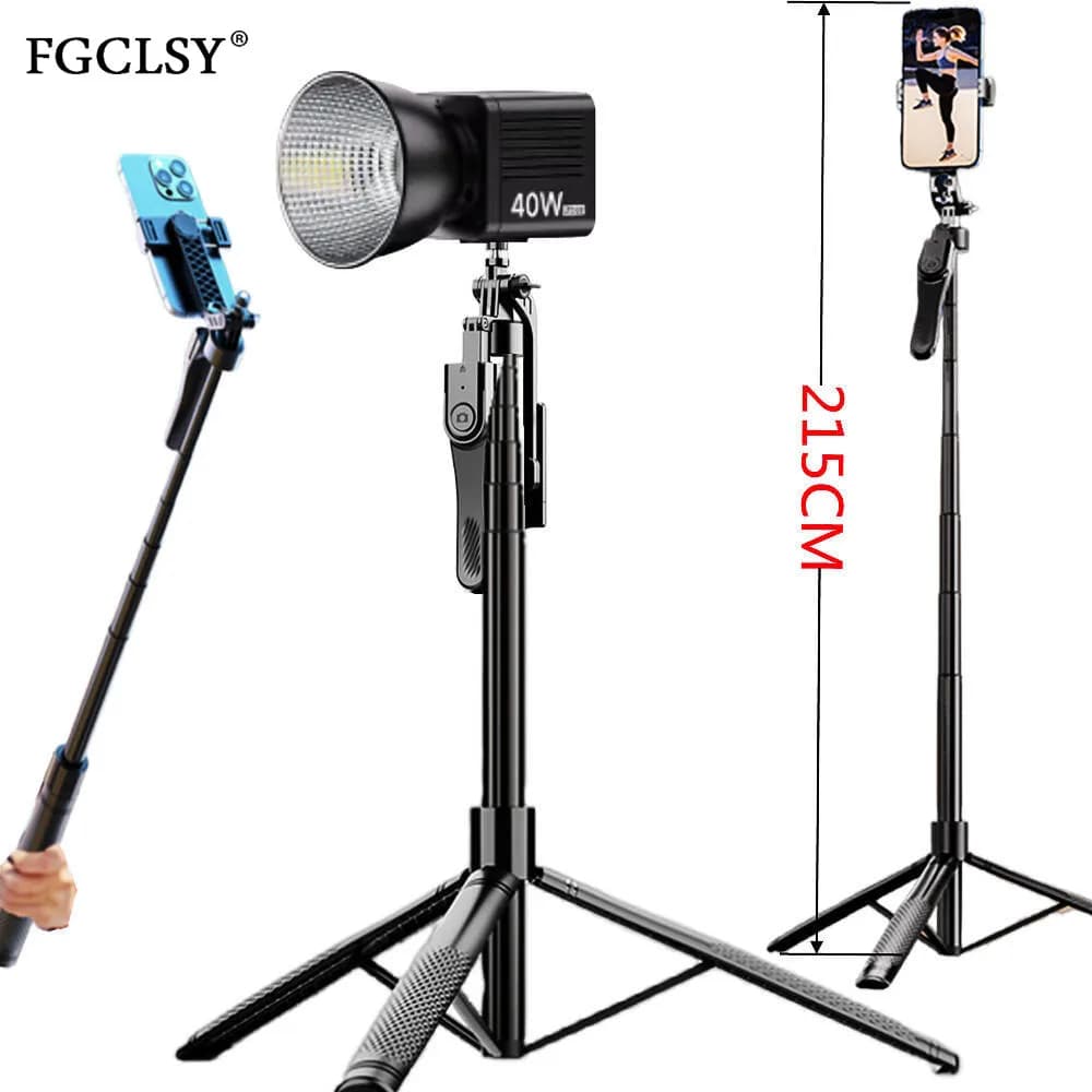 FGCLSY New 2.15M 360 ° Tripod with rotation for smartphone camera with Bluetooth shutter, brackets for selfie stick wireless phone support