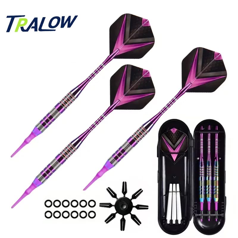 TRALOW Set di freccette con punta morbida, con freccette elettroniche e protezione, ideale per feste, competizioni, giochi di famiglia, punte morbide e sicure
