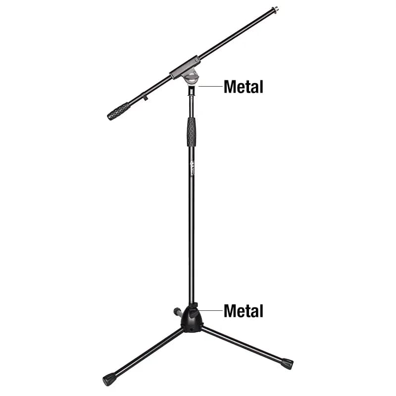 Yinyu MS002 Universal Tripod Mic Stand Single Boom 76cm Height Adj 0.9-1.65M Metal Base & Joint 3/8" to 5/8" Adapter