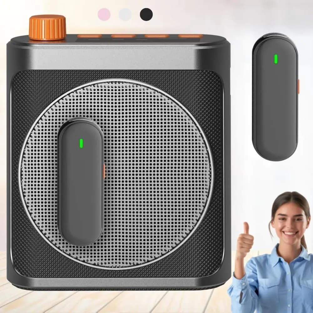 Rechargeable Voice Amplifier for Teachers with Microphone Magnetic Lavalier 2 Microphones Wireless Speaker Bluetooth Portable