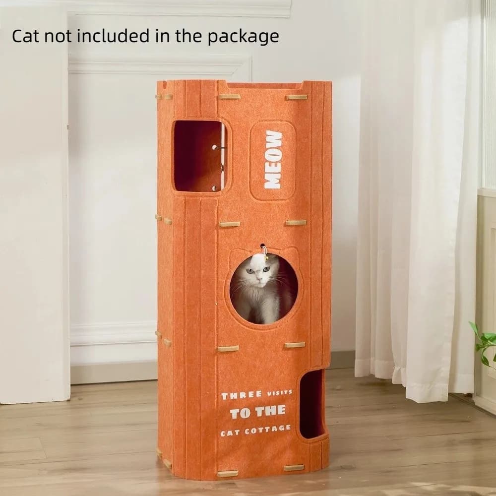 2 piani/3 piani Casa per gatti Foro per albero Letto per gatti in stile giapponese All-in-one Durevole Castello per gatti Casa per gatti che dorme/Graffio