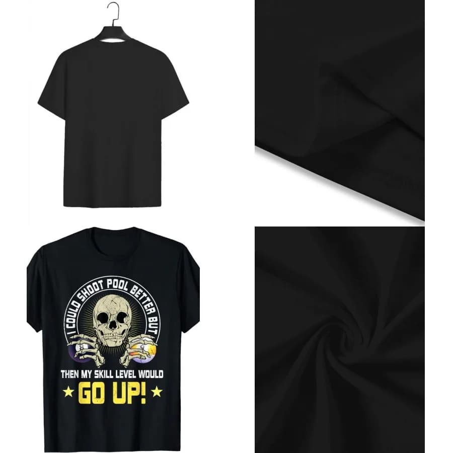 【Nuovo stile】T-shirt con stampa di biliardo, teschio, palle da biliardo, tavolo da biliardo, nove palle