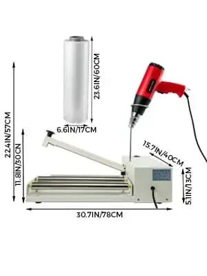 Macchina per involucro termoretraibile I-Bar da 24", sigillatrice per involucro termoretraibile da 800 W con pistola termica, sigillatrice per pellicola termoretraibile compatibile con pellicola in PVC POF