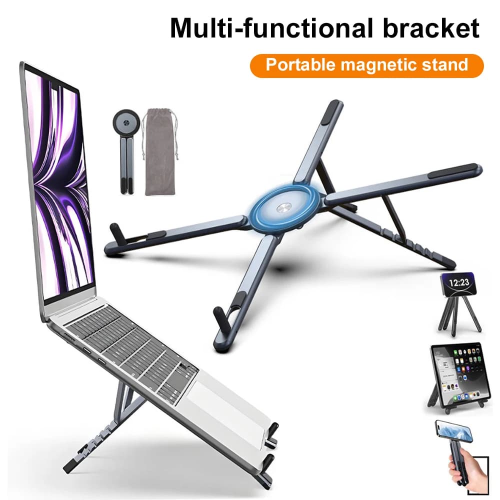 8‑Speed Adjustable Folding Laptop Stand Aviation Aluminum Alloy MultiForm Portable Holder for Laptop Tablet Phone Office Bracket
