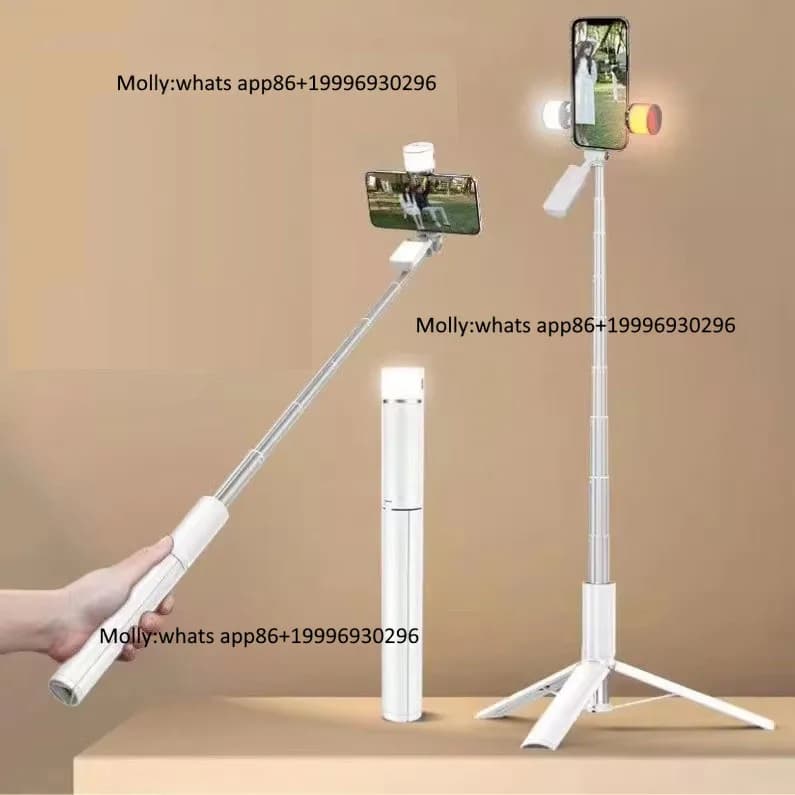 Extendable Phone Tripod, Selfie Stick Phone Vlog Tripod Stand with 2 in 1 Phone Clip, Lightweight for Travel