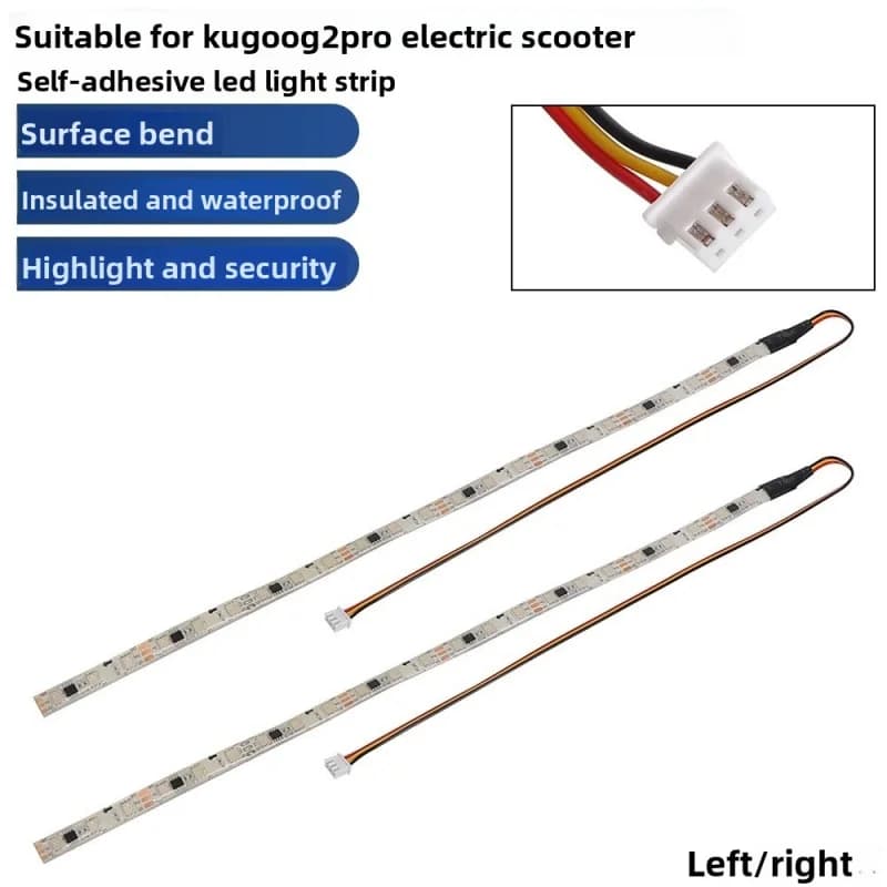 2PC Adhesive LED Light Strips for Kugoo G2 Pro, Easy Install Replacement for Left & Right Side Lights