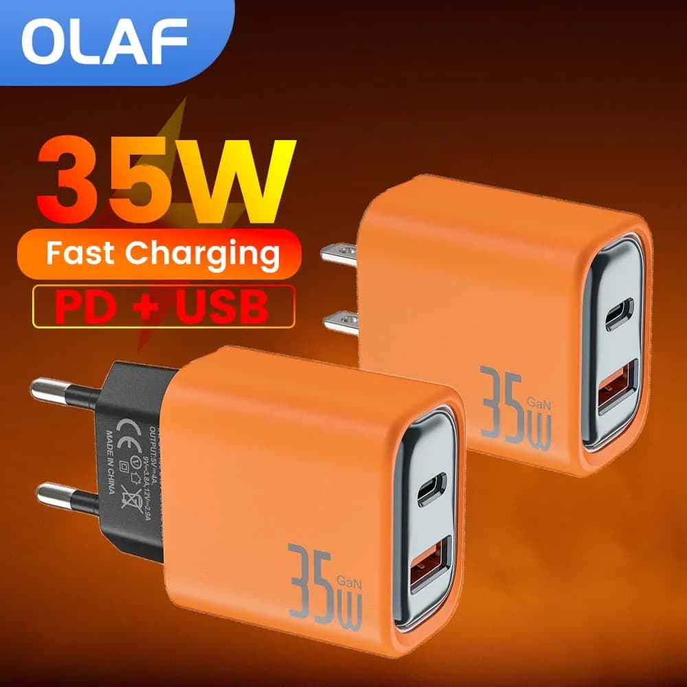 35W USB Type C Fast Charging Charger PD 20W USB C Fast Charger for iPhone 15 16 17 QC3.0 Wall Charger Adapter for Samsung Xiaomi
