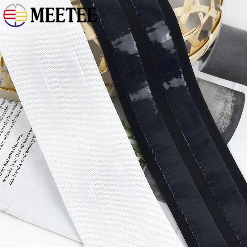1-5M 50mm Nastro elastico antiscivolo Nero Bianco a strisce Fascia in silicone Cinturino da polso sportivo Cinghie per barra da cucire Accessorio di abbigliamento fai da te