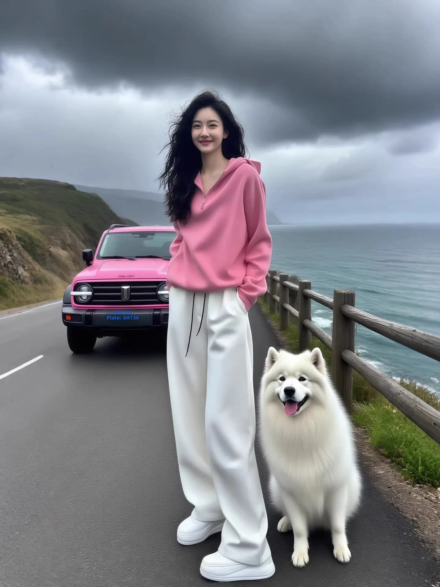 Pink Hoodie Wide Leg Pants Fashion Sportswear Set Women's Casual Age-Defying Outfit Small Stature Stylish Spring Ensemble