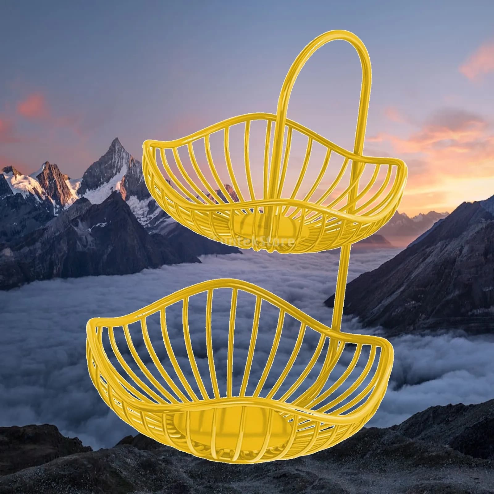 2 Tier Fruit Basket Garlic Holder Versatile Minimalist Snack Container Fruit Stand for Pantry Table Centerpiece Party Holiday