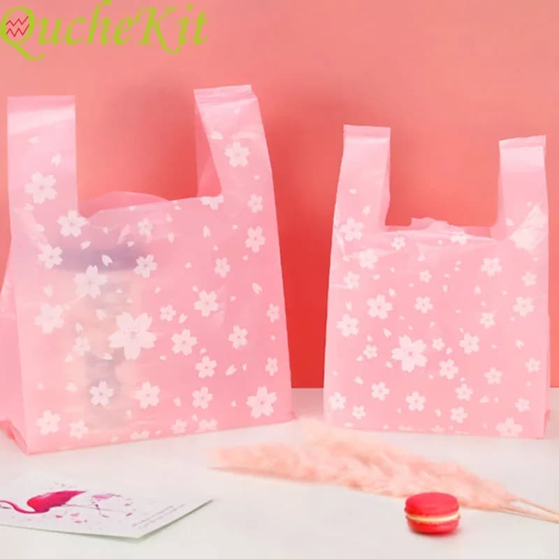50 sacchetti regalo in plastica rosa ciliegia, buste per la spesa, contenitori per alimenti, sacchetti per torte, sacchetti per imballaggio, forniture per feste