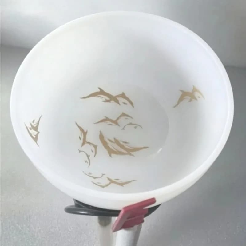 432HZ Singing Bowl 11Inch Pure Crystal Quartz Bowls ETone Golden Dolphin Yoga Energy Bowl Meditation Sound Healing Instruments