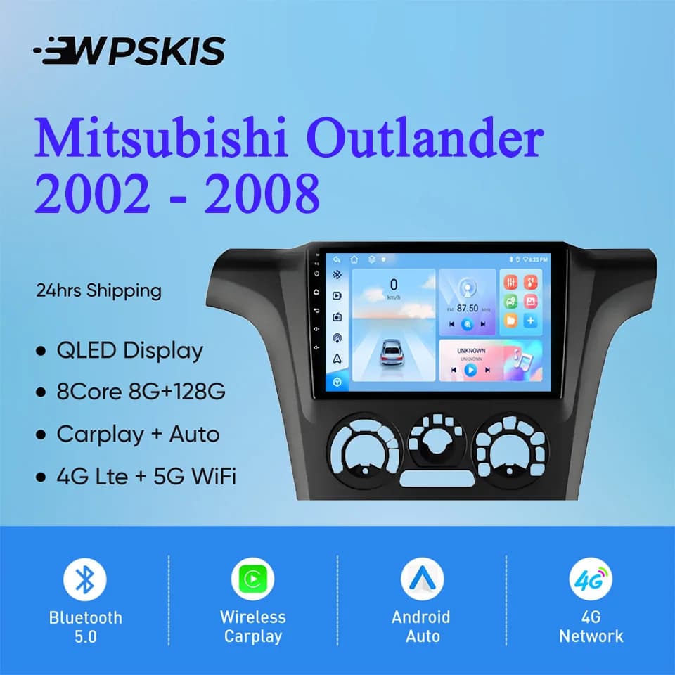 Android 14 128G Per Mitsubishi Outlander 2002 - 2008 Auto Stereo Radio Lettore Video Multimediale Navi GPS Monitor 4G Lte Carplay