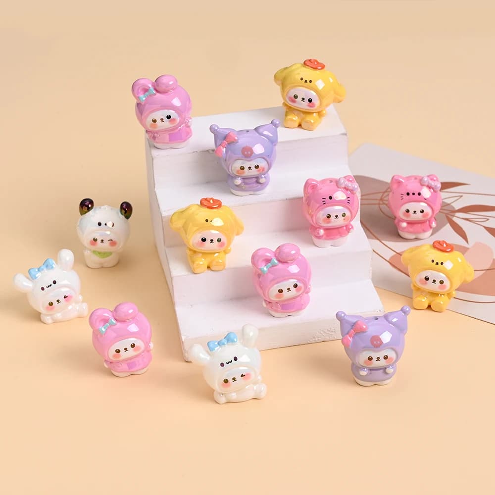 5 pezzi di perline in resina Sanrio per dentizione del fumetto, per uso alimentare, per accessori regalo per collana con ciondolo a catena per ciuccio per bambini fai da te