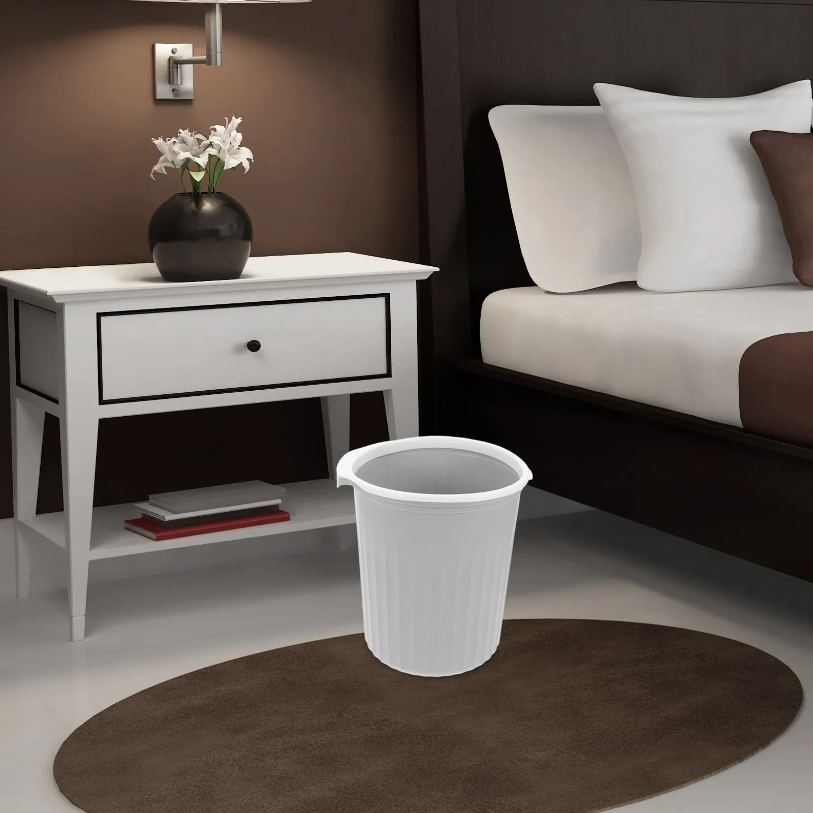 Large Capacity Stylish Trash Can for Home Office Bathroom Bedroom Kitchen Modern Plastic Waste Basket Decorative Small Garbage