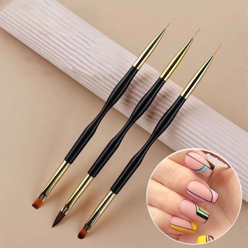 Set di pennelli per nail art a strisce francesi Suggerimenti Penna da disegno a tratteggio ultrasottile Pennelli per pittura su gel UV a doppia estremità Strumenti per manicure
