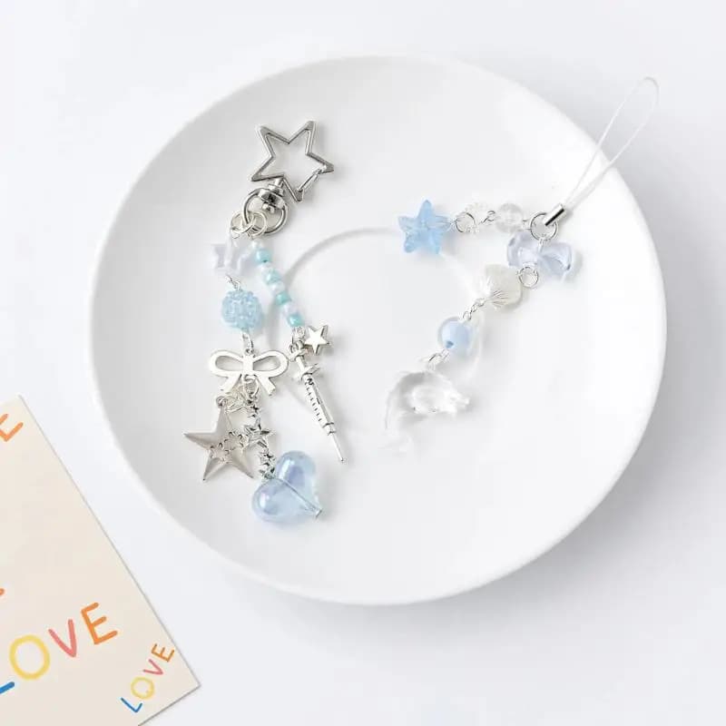 Portachiavi con ciondolo con perle di delfino acrilico Catena per cellulare con perline di moda Dolce e squisito zaino Decorazione Accessori Regali