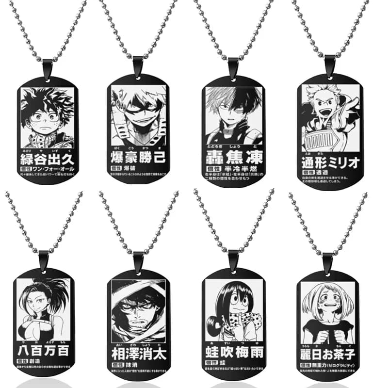 Anime My Hero Academia Collane Midoriya Izuku Bakugou Katsuki Rettangolo Dog Tag ID Ciondolo in acciaio inossidabile per i fan dei bambini