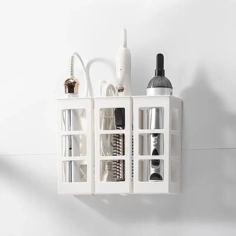 Wall Mounted Hair Tool Organizer Waterproof Self Adhesive Holder for Bathroom Rental House Hair Dryer Straightener Storage