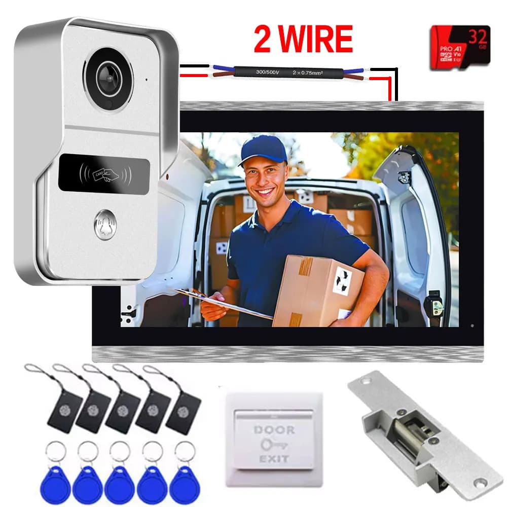 Sistema videocitofonico IP digitale a 2 fili Monitor WIFI da 7/10 pollici Videocitofono 1080P Videocitofono Scheda campanello Tuya APP Sblocco