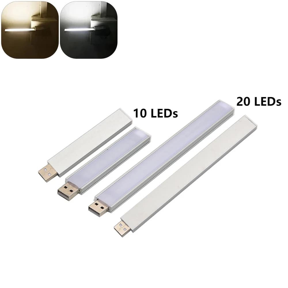 1PCS Mini USB LED Libro Luce 10LED 20LED Luce notturna 5V Lampada da lettura portatile per la lettura Notebook Power Bank Illuminazione per laptop
