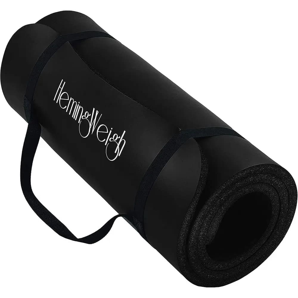 Tappetino yoga spesso 1 antiscivolo per fitness domestico, grande 70 x 23, nero