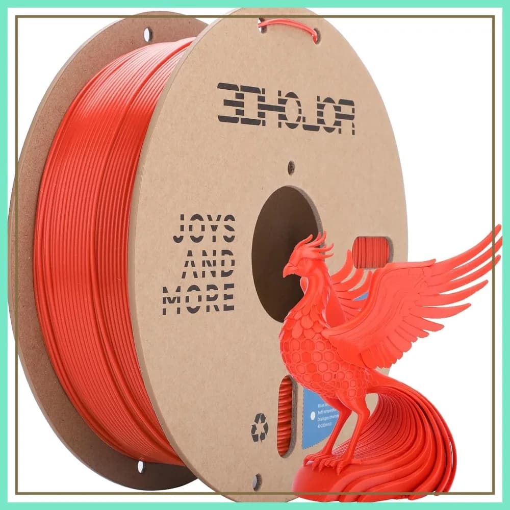Filamento PLA 1.75mm, Bobina in Cartone da 1kg, Precisione Dimensionale +/- 0.03mm, Senza Odori, Anti-intasamento, Compatibile con la Maggior Parte delle Stampanti 3D FDM, Rosso