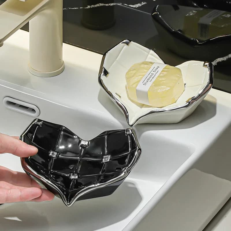 Portasapone in ceramica con scolo, dispenser lozione, porta spazzolino, accessori per bagno e toilette domestici
