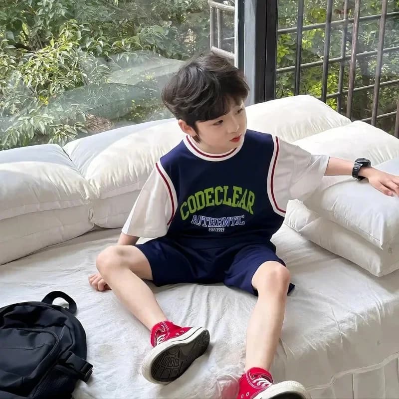 2pcs New 2026 Kids Short Sleeve Set Summer Short Sleeve Set 2025 Thin Children's Clothing Quick Dry Sports Suit