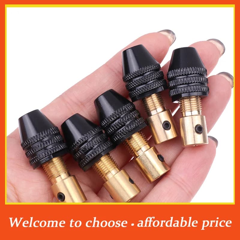VP Nuovo Set di 1 Pezzo in Lega di Alluminio + Ottone 0.3-3.4mm Mandrino Universale Piccolo per Trapano Elettronico, Set di Utensili con Mini Mandrino e Morsetto di Fissaggio
