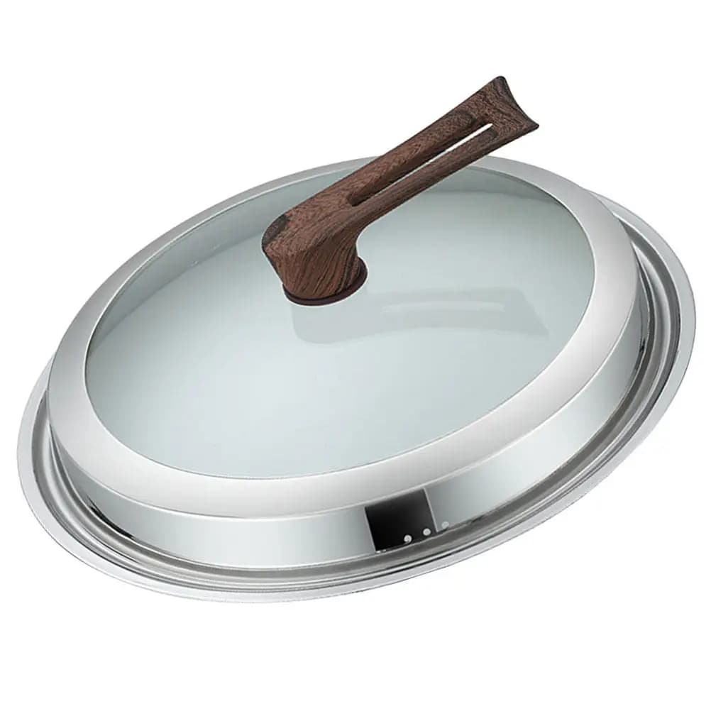 Stainless Steel and Tempered Glass Pot Cover Universal Lid for Wok Frying Pan Cooking Anti Splash Spillover Visible Fresh