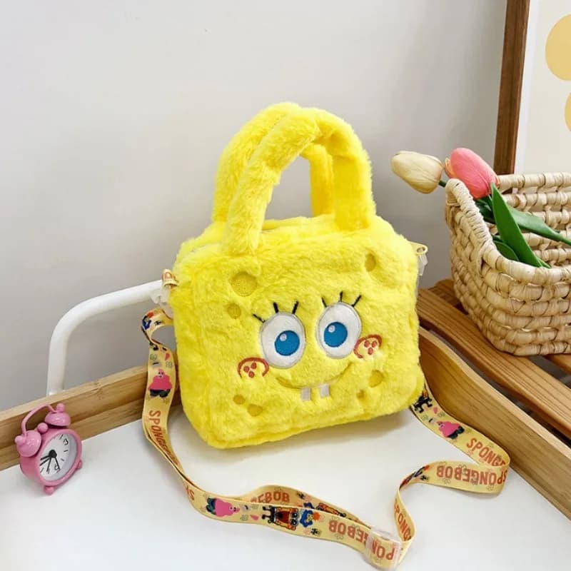 SpongeBobs Kawaii Plush Handbag Mobile Wallet Girl's Makeup Bag Fashion Cute Birthday Gift