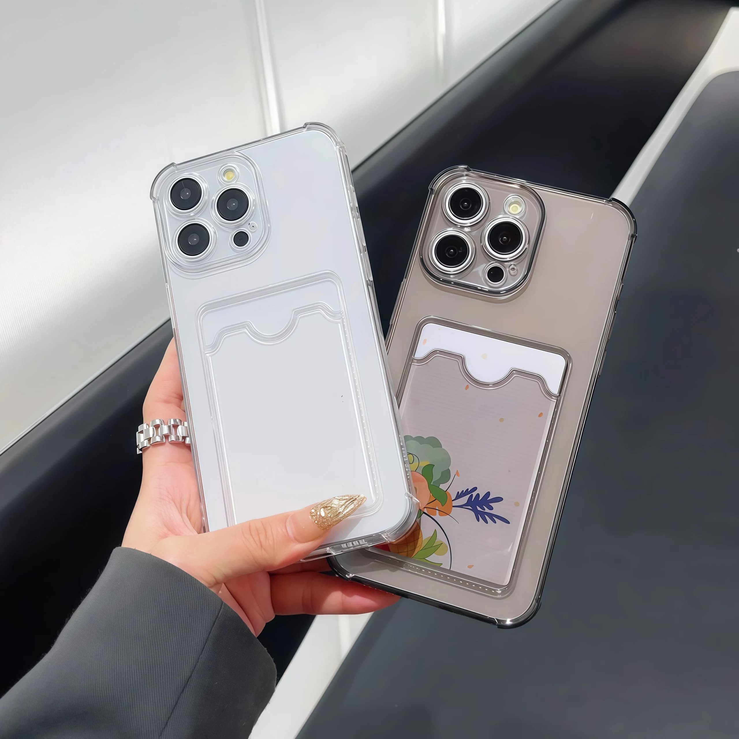 Shockproof Transparent Card Slot TPU Phone Case For iPhone 17 Air 16 15 14 Plus 13 12 11 Pro Max Silicone Back Protection Cover