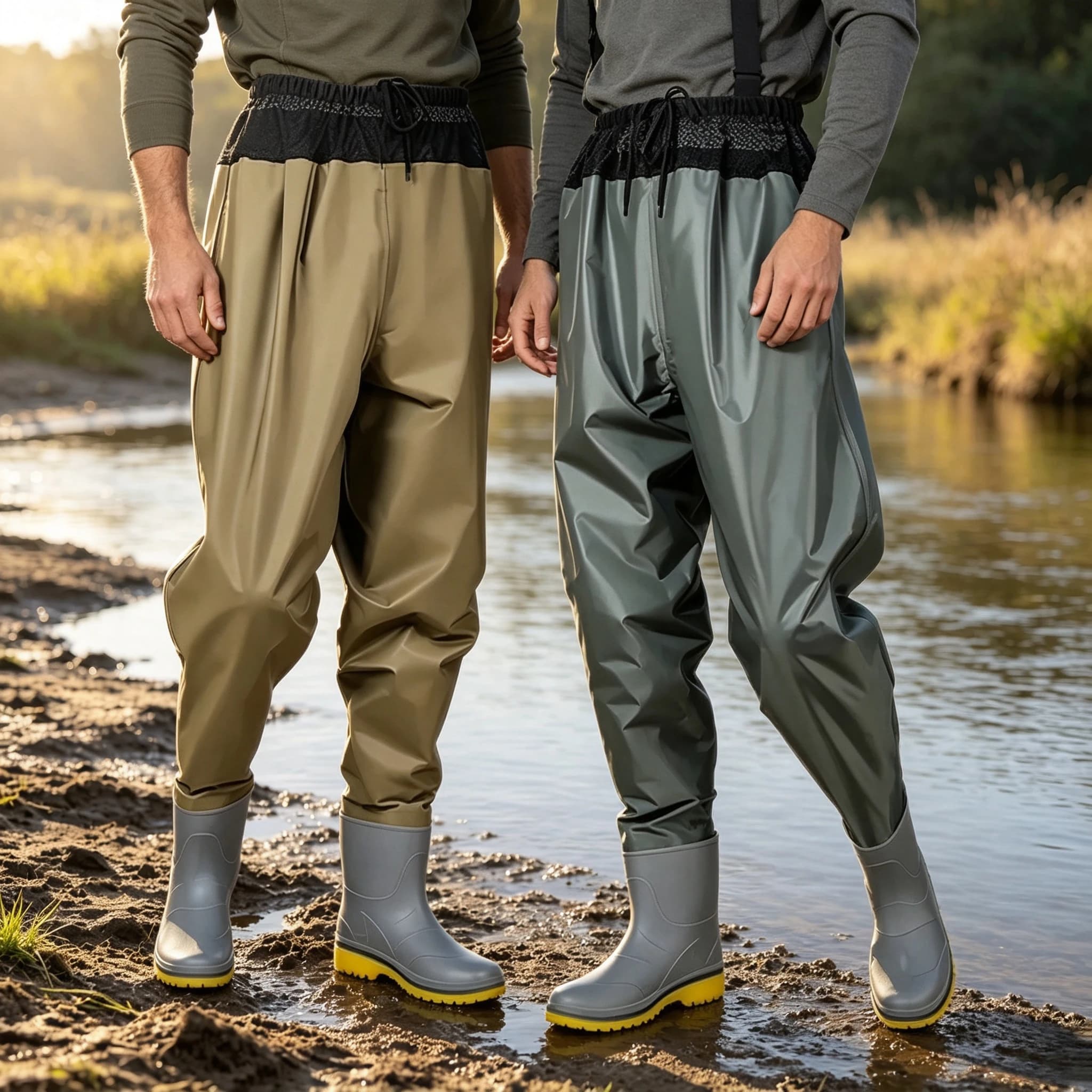 Waterproof Breathable Nylon Hip Waders, Half-Body Fishing Suit Integrated with Boots,Comfortable for Beach Surf and Lure Fishing