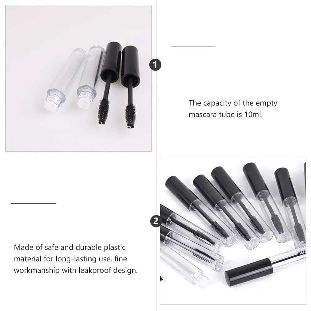 5 tubi vuoti per mascara da 10 ml, bottiglia portatile ricaricabile, contenitore per liquido per la crescita delle ciglia, leggero, a prova di perdite, per il trucco da viaggio