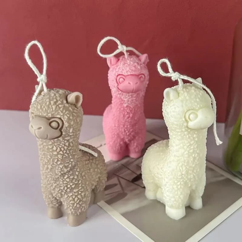 Set di 3 Stampi in Silicone a Forma di Alpaca Cartoon, Nuovi Stampi 3D per Candele, Sapone, Resina, Gesso, Regalo Festivo, Decorazione Casa, Artigianato