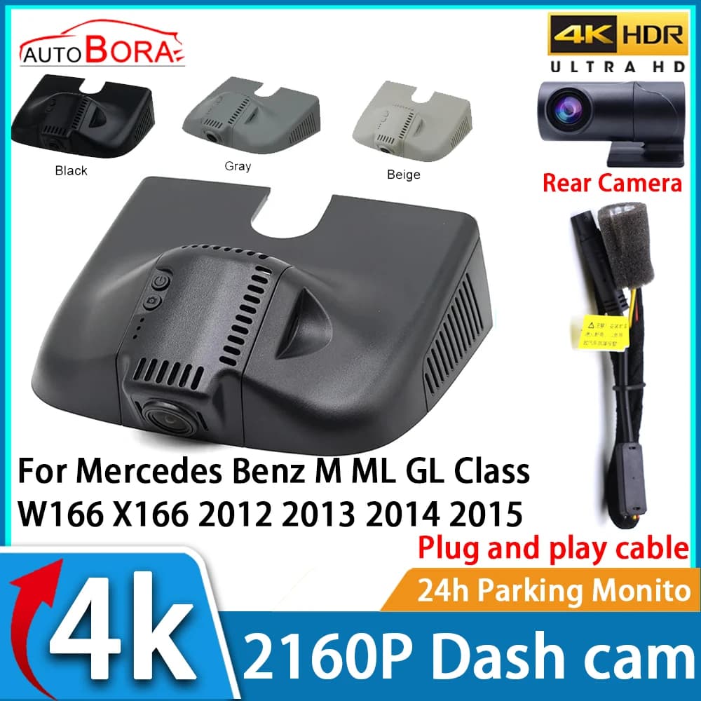 ZhuCamX Car Video Recorder Night Vision UHD 4K 2160P DVR Dash Cam for Mercedes Benz M ML GL Class W166 X166 2012 2013 2014 2015