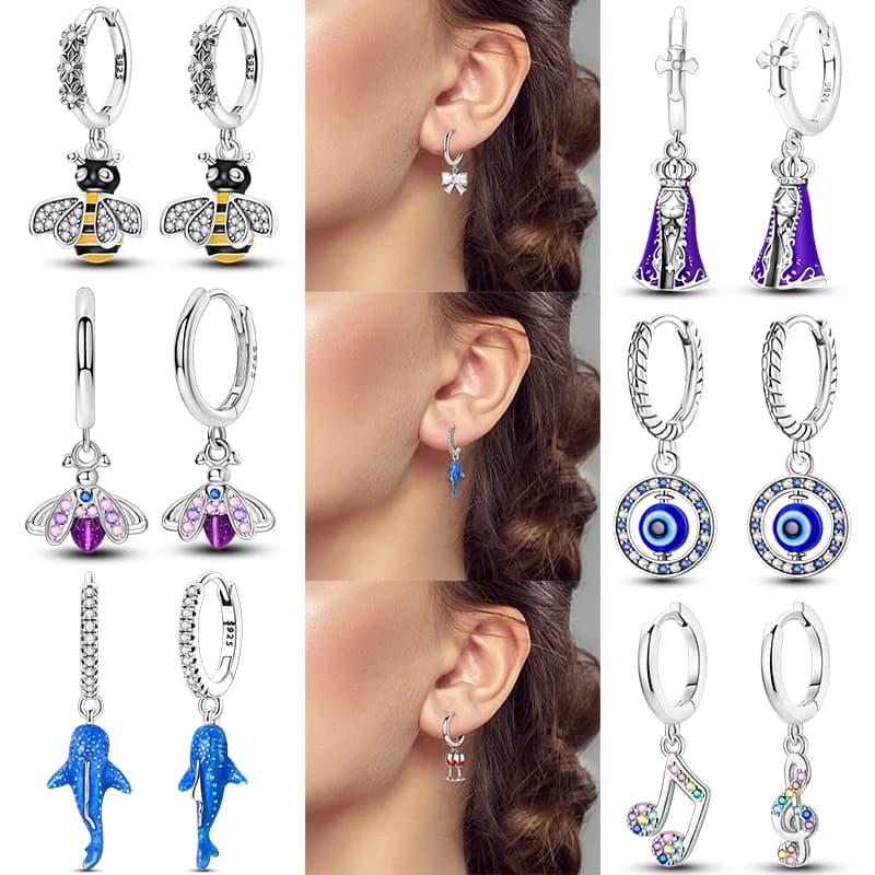 Orecchini a cerchio da donna in oro scintillante Orecchini in zirconio colorato con farfalla in argento sterling 925 per regalo di anniversario di gioielli da donna