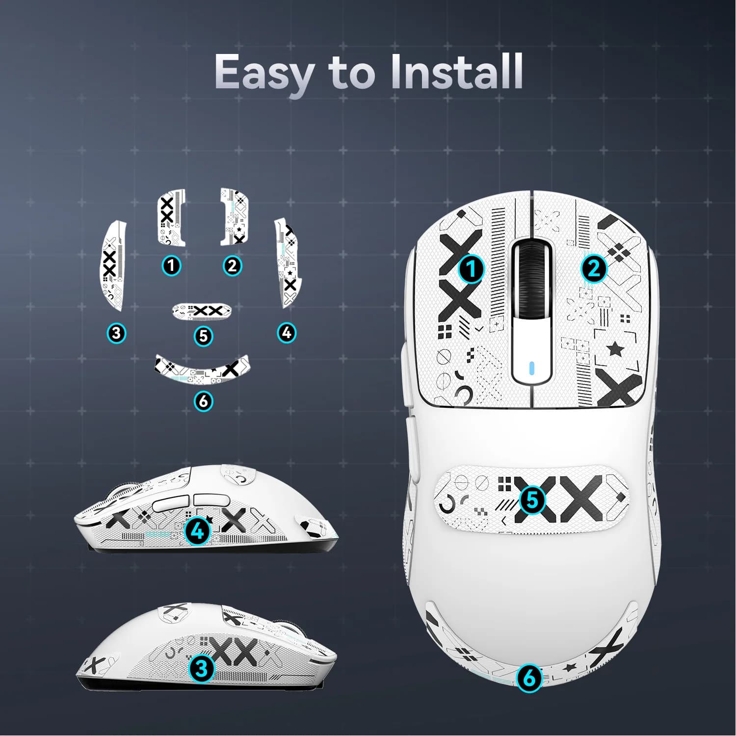 Adesivo Antiscivolo per Mouse da Gaming, Nastro Antiscivolo Fatto a Mano, Assorbe il Sudore, per ATTACK SHARK X11/X3/X6/R1/R2/R3