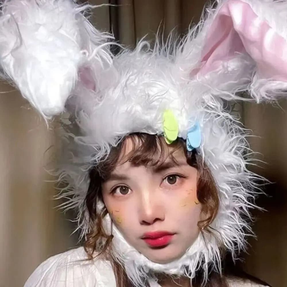 Cappello con orecchie da coniglio di coniglio Kawaii Cappello da donna con paraorecchie carino Scaldatesta caldo Cappello invernale Berretto da ragazza