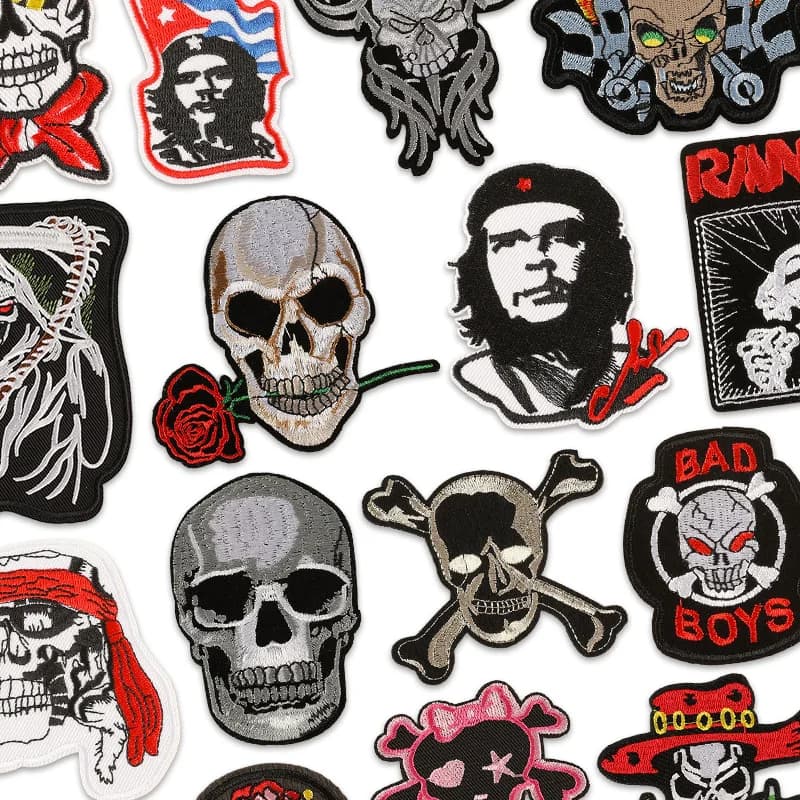 Punk Rock Vestiti Rosa Teschio Patch Termoadesivo Ferro Sul Punto Per Giacca Ricamato Fai Da Te Naszywki Cucire Mochila Moto Biker
