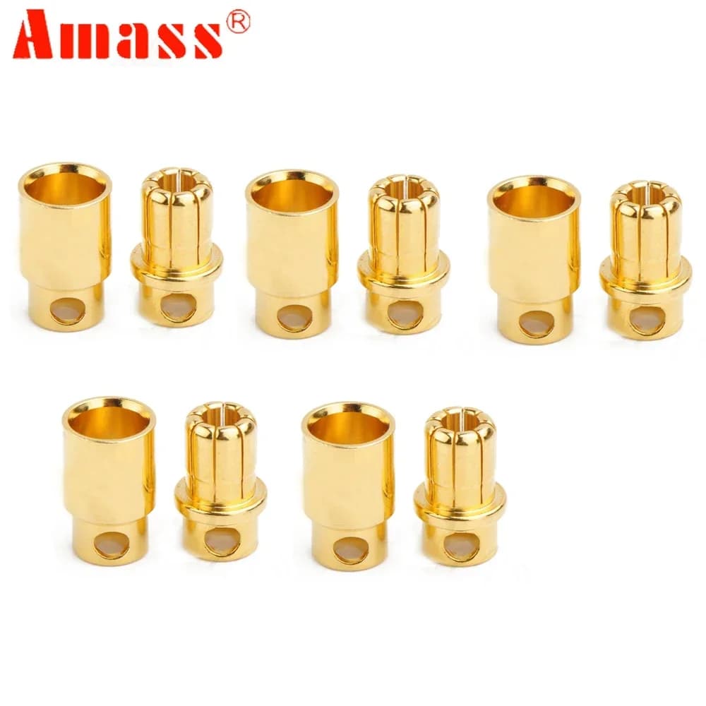 5 paia di connettori a banana AMASS da 8,0 mm dorati, maschio e femmina, per ESC e motore, per auto RC/truck/drone