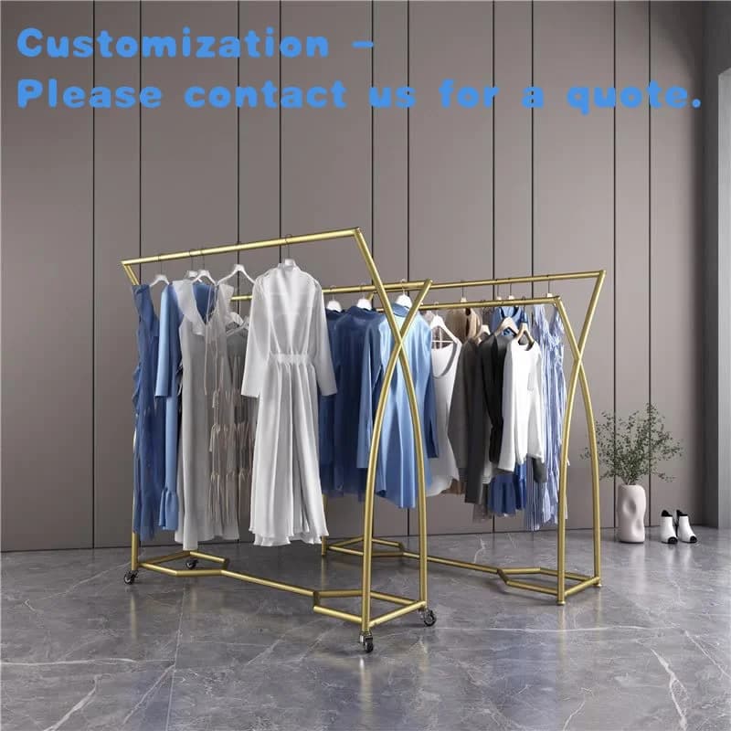customized. Kainice Fashion Double Rods Heavy Duty Clothes Hanger Golden Clothes Holder