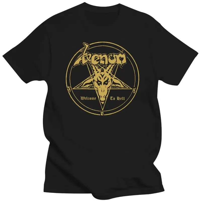 Venom Metal Band Welcome to Hell Album Logo da uomo, t-shirt nera da uomo, t-shirt Unisex grande, nuovi vestiti