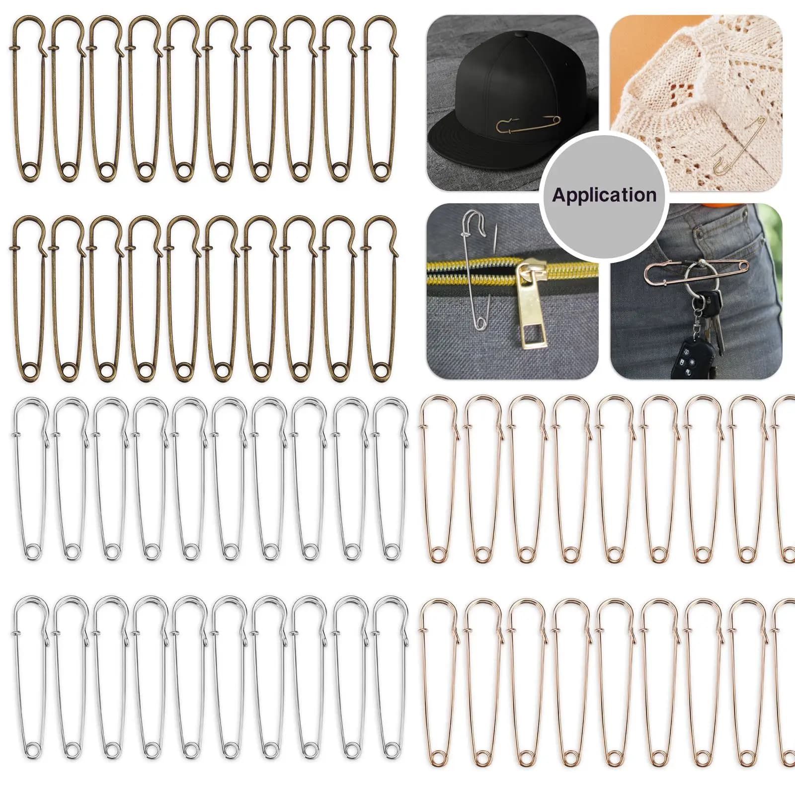 20pcs metallo grandi spille di sicurezza spilla Base gancio per fai da te serratura gioielli coperte vestiti artigianato che fanno accessori materiali di fornitura